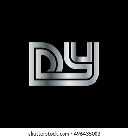 Initial Letter DY Linked Logo Silver