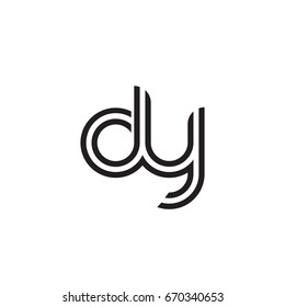 Initial letter dy, linked outline rounded lowercase, monogram black