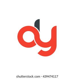 initial letter dy linked round lowercase logo red