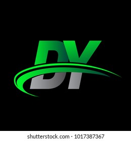 initial letter DY logotype company name colored green and black swoosh design. vector logo for business and company identity.