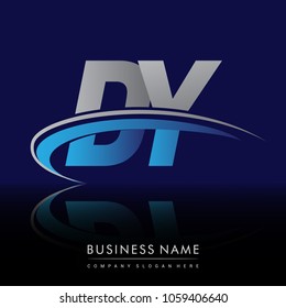 initial letter DY logotype company name colored blue and grey swoosh design. vector logo for business and company identity.