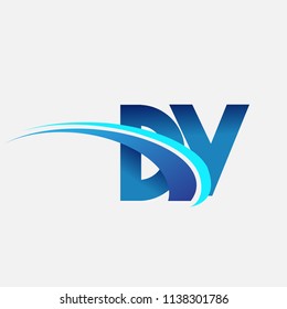 initial letter DY logotype company name colored blue and swoosh design. vector logo for business and company identity.
