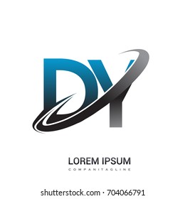 initial letter DY logotype company name colored blue and grey swoosh design. logo design for business and company identity.
