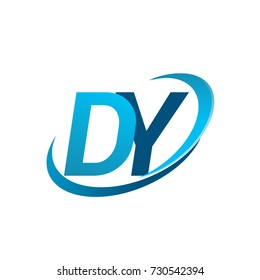 initial letter DY logotype company name colored blue swoosh design concept. vector logo for business and company identity.