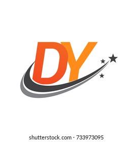 initial letter DY logotype company name colored orange and grey swoosh star design. vector logo for business and company identity.