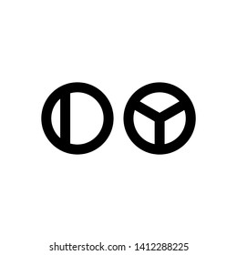 Initial letter dy minimalist typographic art circle monogram business brand identity logo, black color on white background.