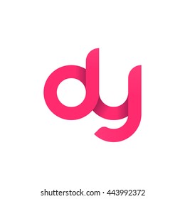 initial letter dy modern linked circle round lowercase logo pink