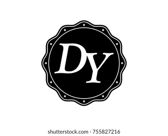 Initial letter DY monogram logo black seal stamp lace