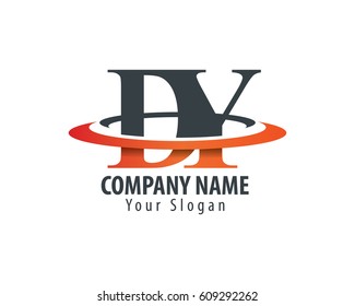 Initial Letter DY With Overlapping Swoosh Circle Logo