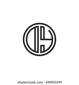 Initial letter DY, OY, minimalist line art monogram circle logo, black color