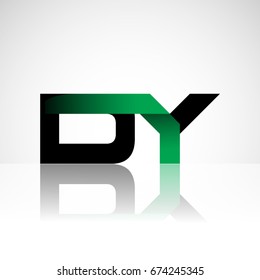 Initial letter DY uppercase modern and simple logo linked green and black colored, isolated in white background. Vector design for company identity.