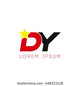 Initial letter dy yellow star logo red black