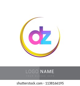 initial letter DZ logotype company name, coloreful and swoosh design. vector logo for business and company identity.
