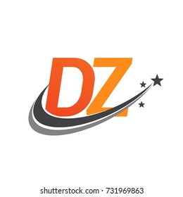 initial letter DZ logotype company name colored orange and grey swoosh star design. vector logo for business and company identity.