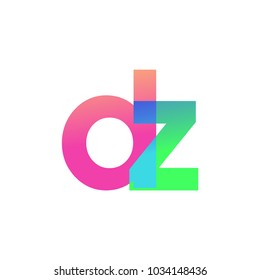 Initial Letter DZ Lowercase Logo green, pink and Blue, Modern and Simple Logo Design.