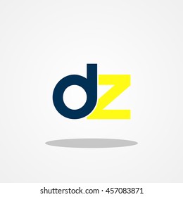 Initial letter DZ lowercase logo design template navy blue yellow