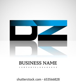 Initial letter DZ uppercase modern and simple logo linked blue and black colored, isolated in white background. Vector design for company identity.