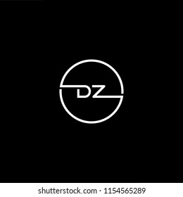 Initial letter DZ ZD minimalist art monogram circle shape logo, white color on black background