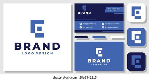 Initial Letter E Abstract Arrow Forward Up Success logo design inspiration with Layout Template Business Card