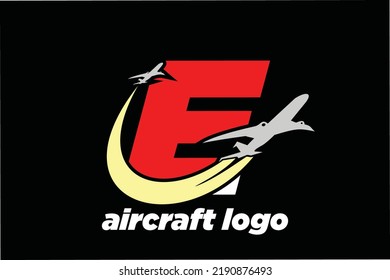 logotipo inicial de avión de la letra E