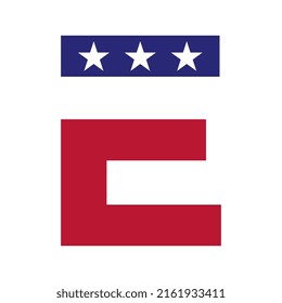 Initial Letter E American Logo for Business, Corporate and Company Identity. USA American Logo on Letter E Vector Template