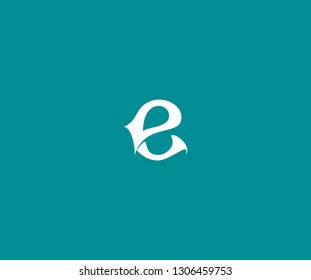 initial letter e aqua style logotype