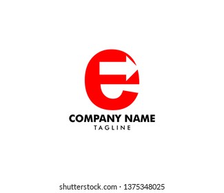 Initial letter E with arrow logo template design