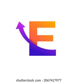 Initial Letter E Arrow Up Logo Symbol. Good for Company, Travel, Start up, Logistic and Graph Logos