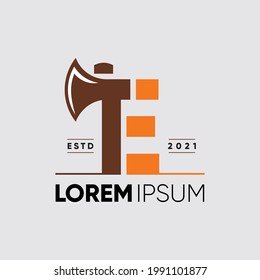 Initial Letter E Axe Logo Design Vector Graphic Icon Illustration 