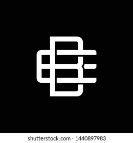 Initial letter E and B, EB, BE, overlapping interlock monogram logo, white color on black background
