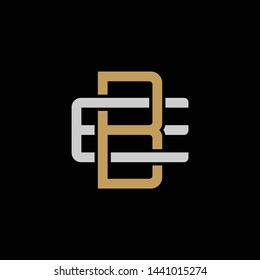 Initial letter E and B, EB, BE, overlapping interlock logo, monogram line art style, silver gold on black background