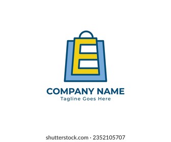initial Letter E Bag Logo Concept sign symbol icon Element Design. Shopping, Shop Logotype. Vector illustration template