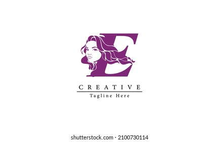 Initial Letter E Beauty face Logo Vector Icon