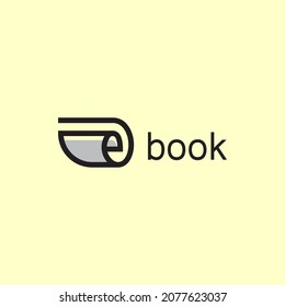 Initial Letter E with Book Logo. The roll of paper forms the letter E. Open Book Logo Education Flat Vector design