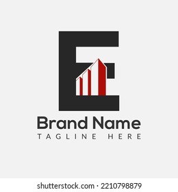 Initial Letter E Building Logo. House logo, Architecture, Home, Real Estate logo design template Template