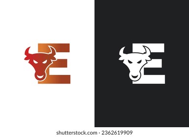 Initial letter E bull logo design. Bull logo design for your company identity, brand and icon