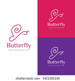 initial letter e butterfly logo and icon vector illustration design template