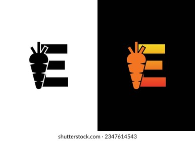 Initial Letter E Carrot Icon Design Vector Template. Letter E carrot logo icon design concept template.