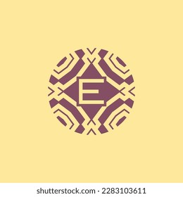 Initial letter E circle frame unique tribe pattern logo