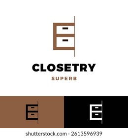 initial letter e closetry icon logo design template