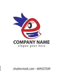 Initial Letter E Clown Logo with Glasses
