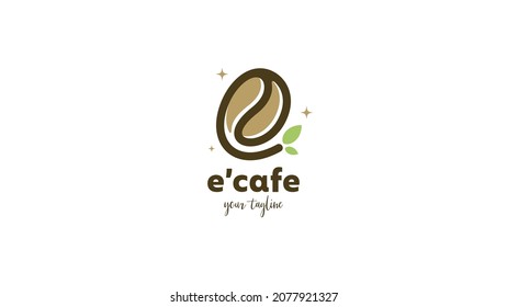 Initial letter E coffee logo design with playful style