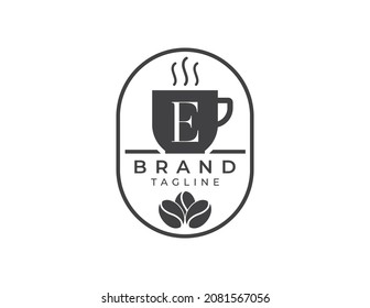 initial Letter E Coffee Shop Logo. Minimal Coffee House Logo Vector illustrations.