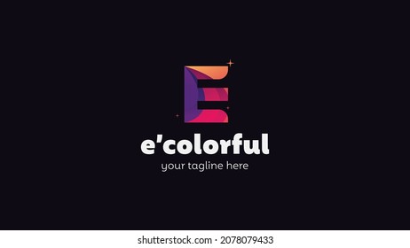 Initial letter E colorful and playful logo design