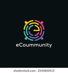 initial letter E community human logo design inspiration