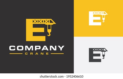initial letter E crane logo	