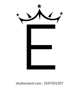 Initial Letter E Crown Logo For Beauty and Fashion Logo Symbol Vector Sign