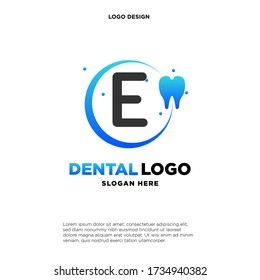 Plantilla de diseño de logotipo dental de la letra inicial E