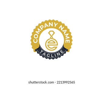 letra inicial e Diamond Jewelry Stamp Badge logo Concepto símbolo de signo de diseño Elemento de diseño. Logotipo de joyería. Plantilla de logotipo de ilustración de vector