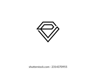 Initial Letter E Diamond Logo Design with simple form